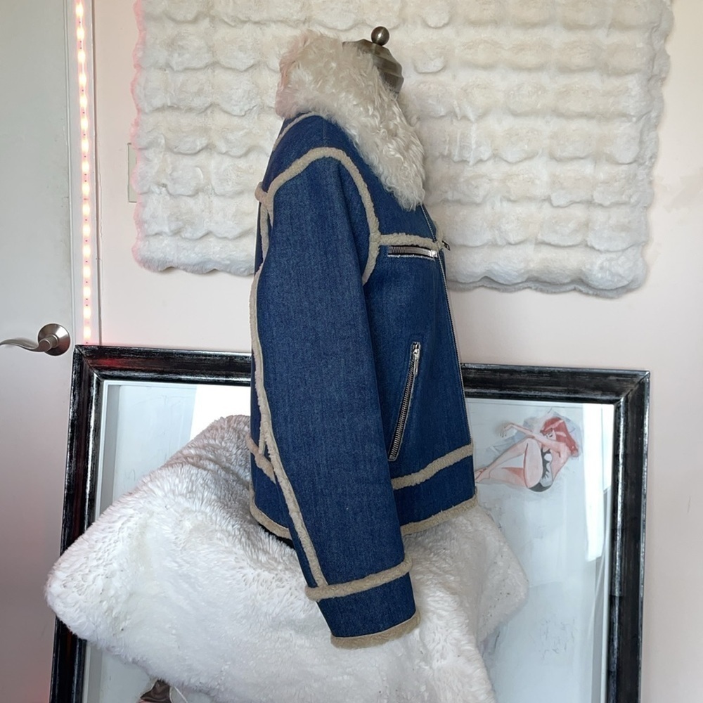 Rag & Bone shearling and denim jacket 100% real shearling internal and external - Picture 6 of 14